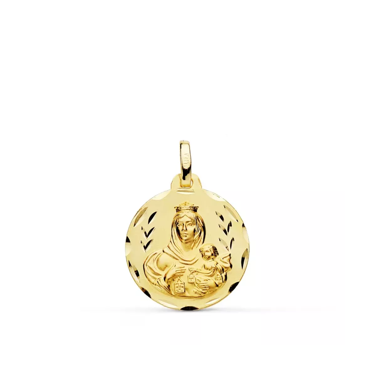 9K MEDALLA ORO AMARILLO TALLADA VIRGEN DEL CARMEN 18 MM 1