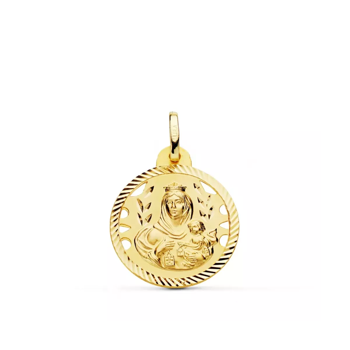 9K MEDALLA ORO AMARILLO VIRGEN DEL CARMEN CALADA HELICE 20 MM 2