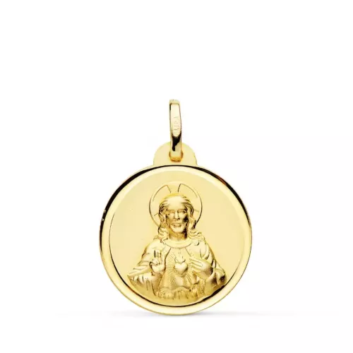 9K MEDALLA ORO AMARILLO CORAZON DE JESUS BISEL 20 MM 2
