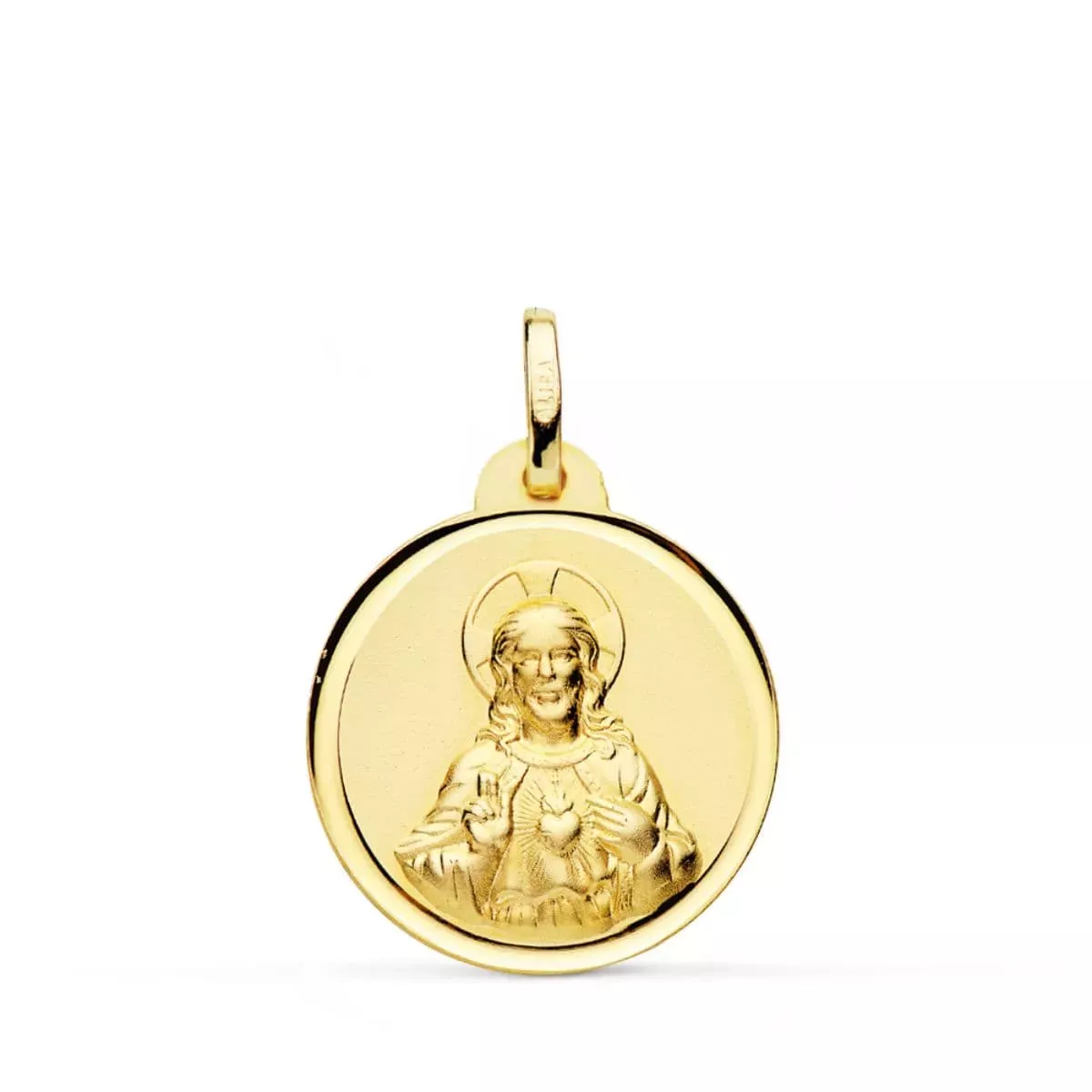 9K MEDALLA ORO AMARILLO CORAZON DE JESUS BISEL 20 MM 2