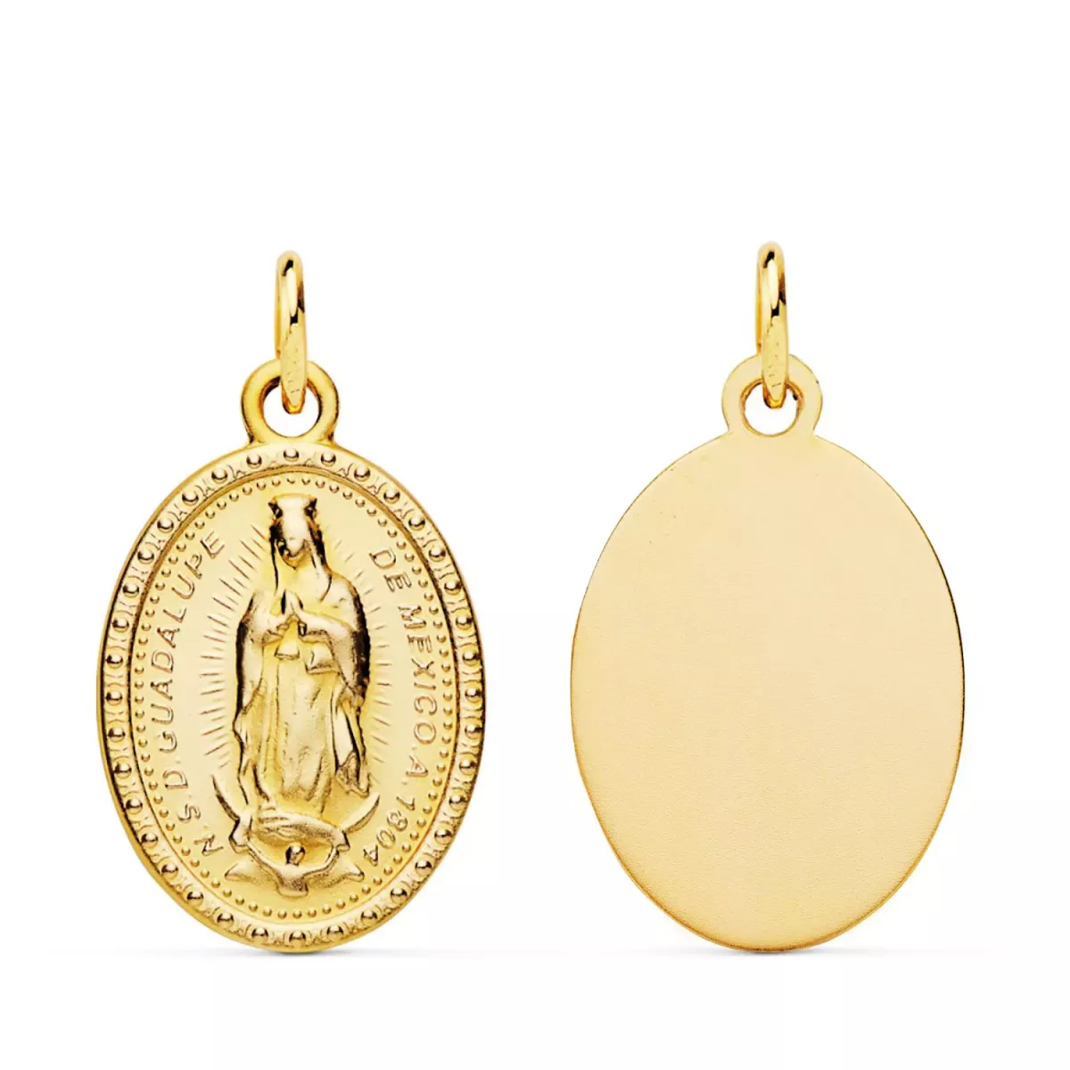 9K MEDALLA ORO AMARILLO VIRGEN DE GUADALUPE OVAL MATIZADDA 18X14 MM 1