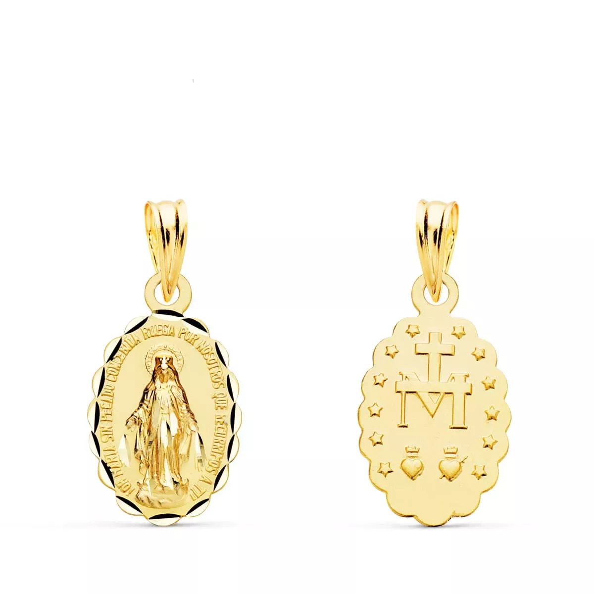 9K MEDALLA ORO AMARILLO VIRGEN DE LA MILAGROSA OVAL TALLADA 15X10 MM 0