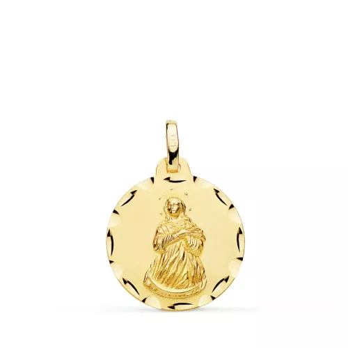 9K MEDALLA ORO AMARILLO VIRGEN INMACULADA TALLADA 18 MM 1
