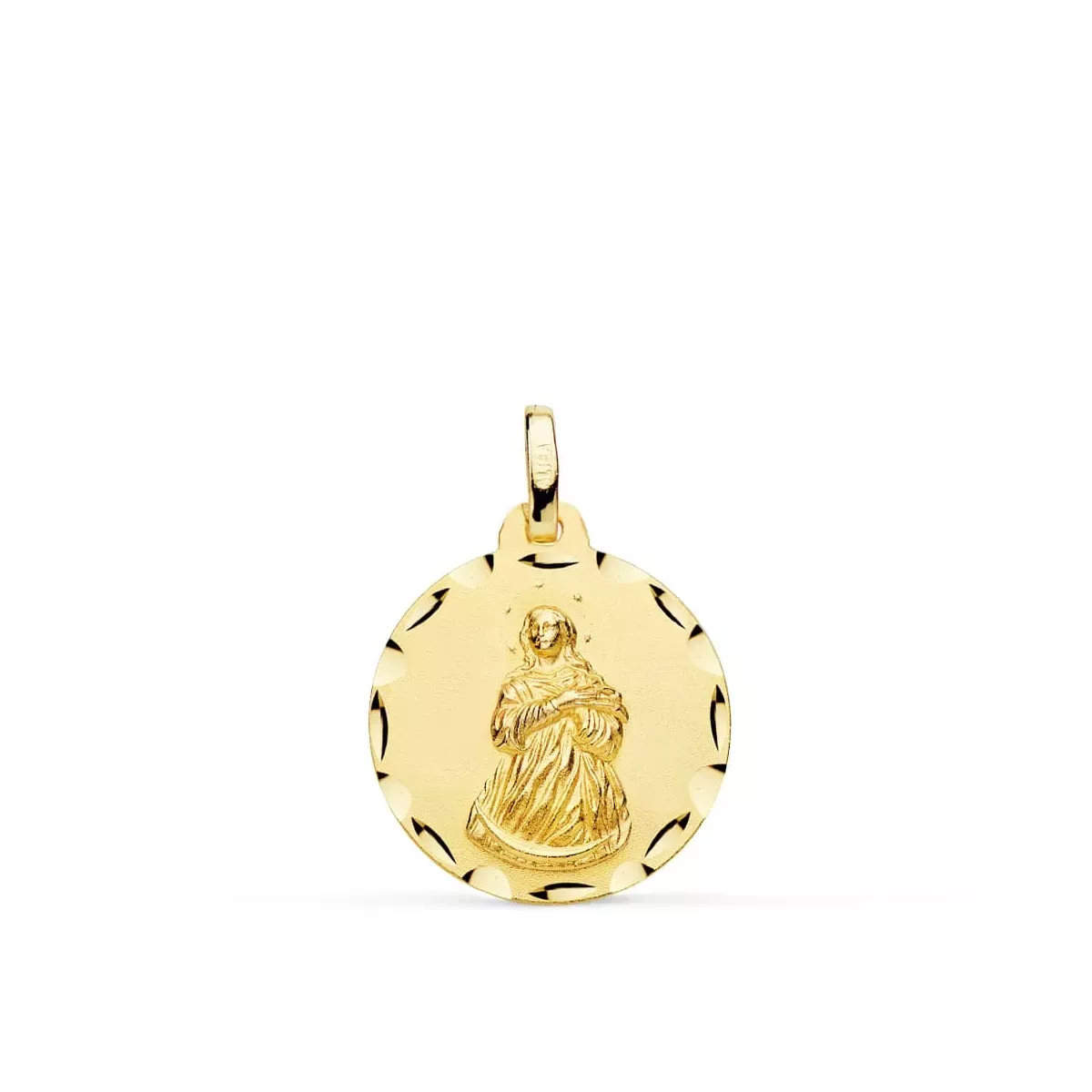 9K MEDALLA ORO AMARILLO VIRGEN INMACULADA TALLADA 18 MM 1