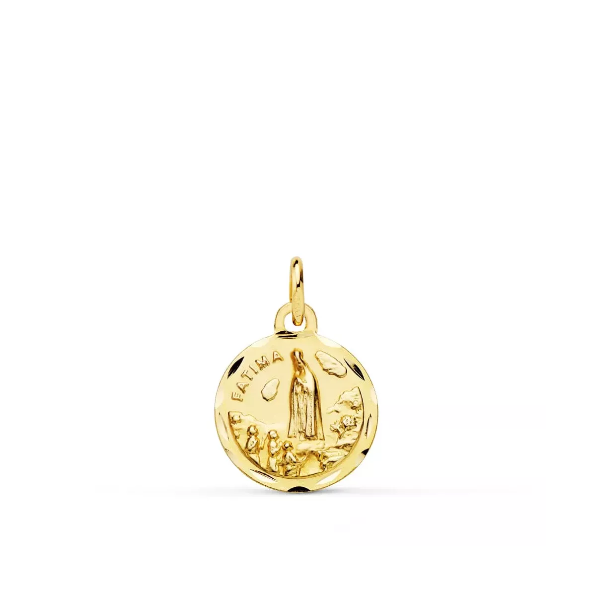 9K MEDALLA ORO AMARILLO VIRGEN DE FATIMA TALLADA. 14 MM 1