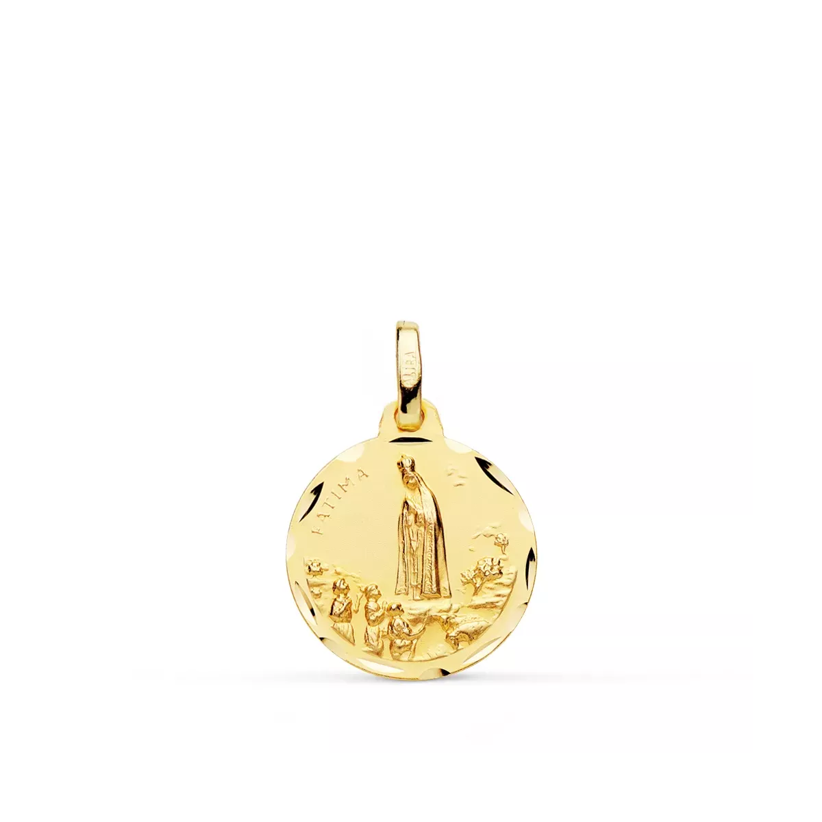 9K MEDALLA ORO AMARILLO VIRGEN DE FATIMA TALLADA 16 MM 1