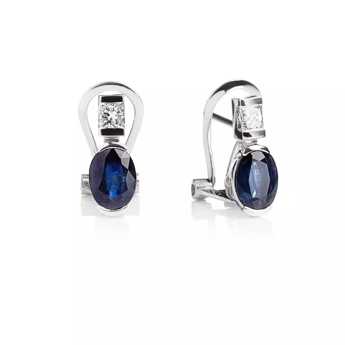 Pendientes de oro blanco y zafiro azul natural - 4000357B