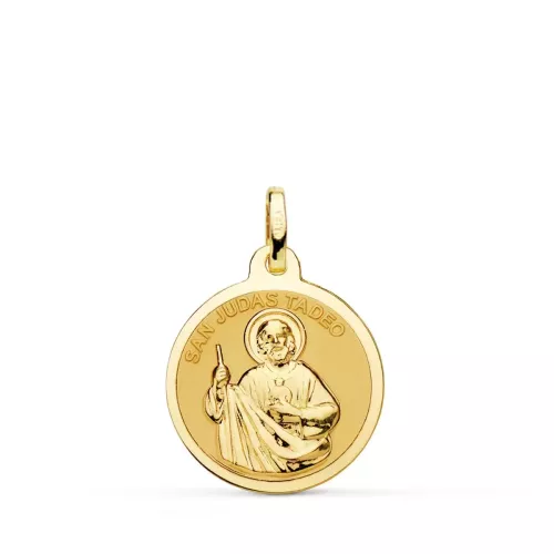 9K MEDALLA ORO AMARILLO SAN JUDAS TADEO EN BRILLO 16 MM 1