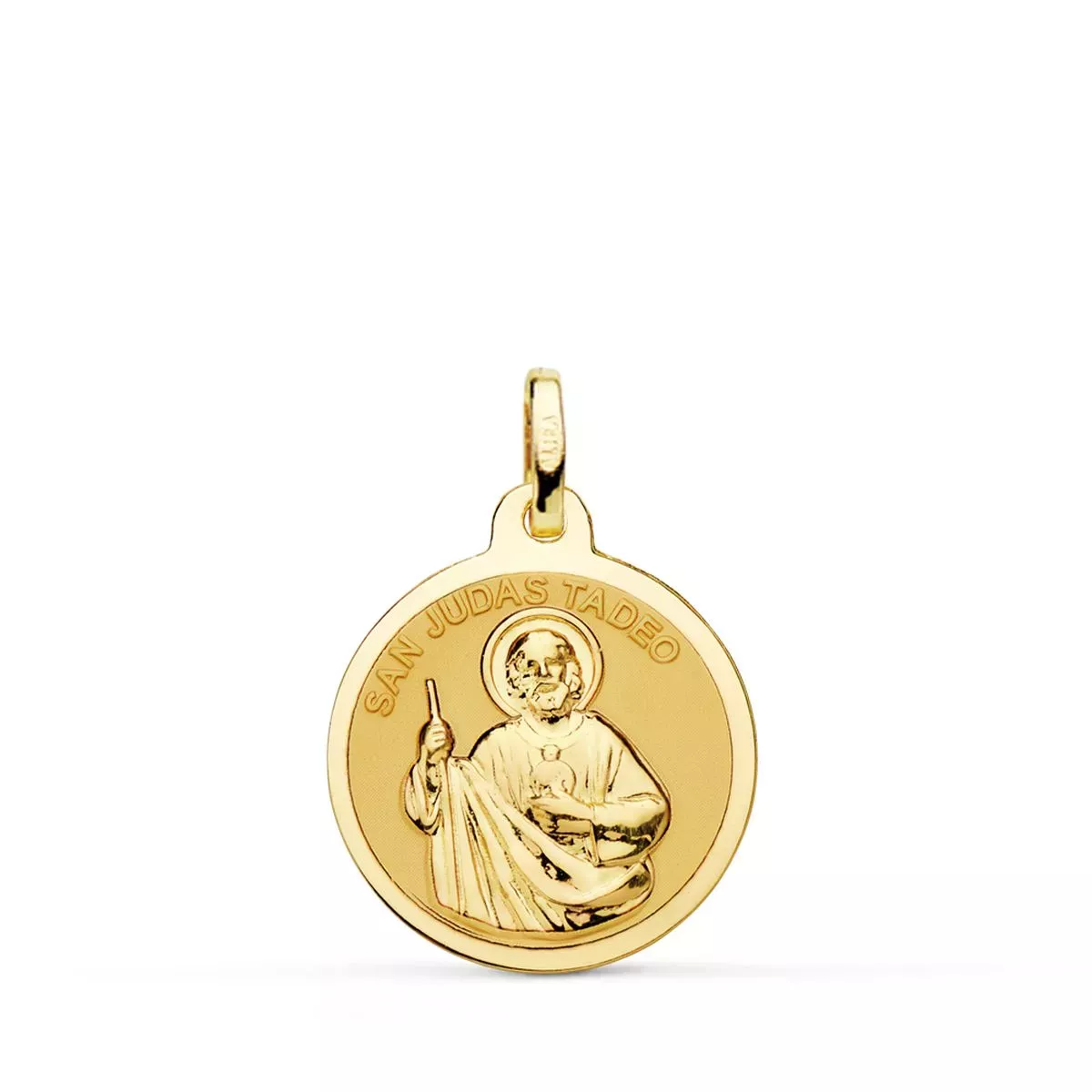 9K MEDALLA ORO AMARILLO SAN JUDAS TADEO EN BRILLO 16 MM 1