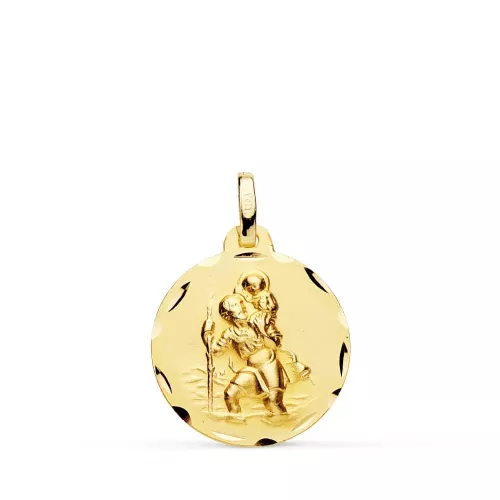 9K MEDALLA ORO AMARILLO SAN CRISTOBAL 18 MM 1