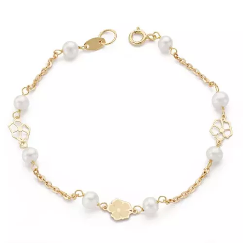 9K PULSERA ORO AMARILLO COMUNION PERLA CULTIVADA 4 MM. LARGO: 14 CM 0