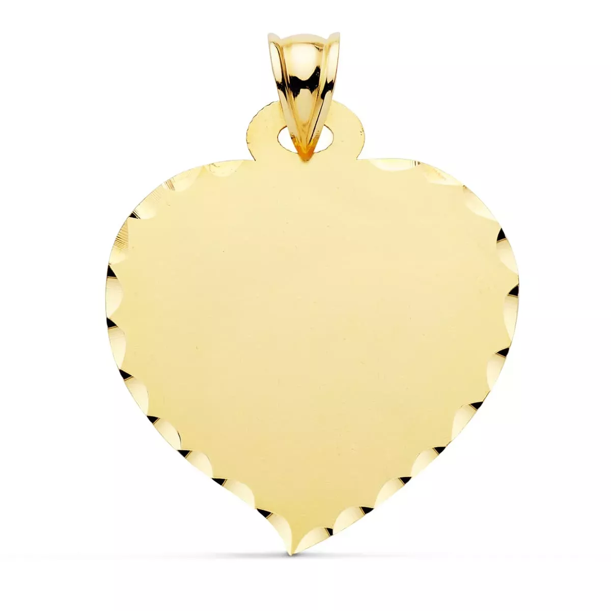 9K PLACA CHAPA CORAZON GRANDE ORO AMARILLO 32X28 MM BORDE TALLADO 2