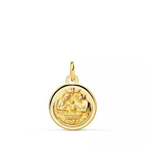 9K MEDALLA ORO AMARILLO NUEVO BAUTISMO BISEL 14 MM 1