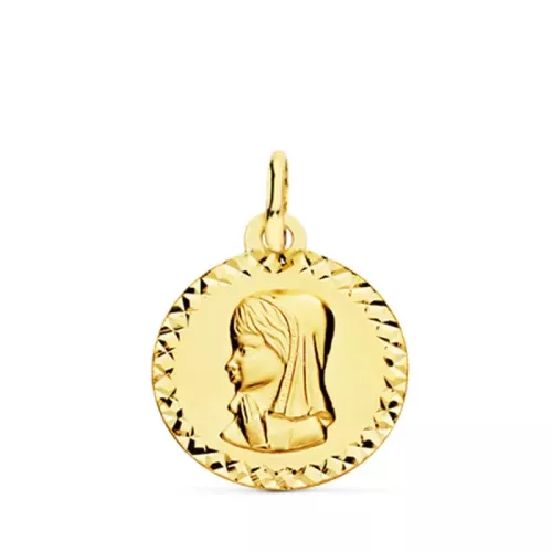 9K MEDALLA ORO AMARILLO VIRGEN NIÑA TALLA CRUZADA 16 MM 1,14gr