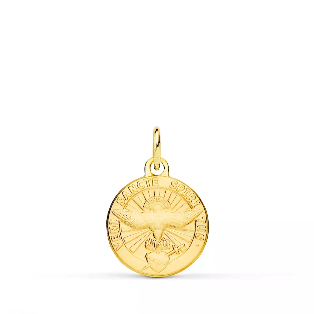 9K MEDALLA ORO AMARILLO ESPIRITU SANTO LATIN MATIZADA 14 MM 1