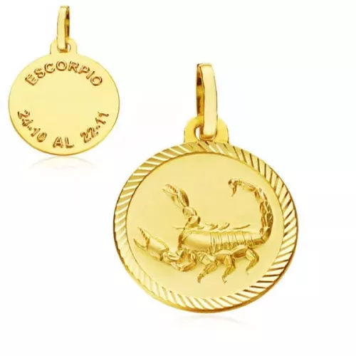 9K HOROSCOPO ORO AMARILLO DISCO 20 MM ESCORPIO 1,75gr