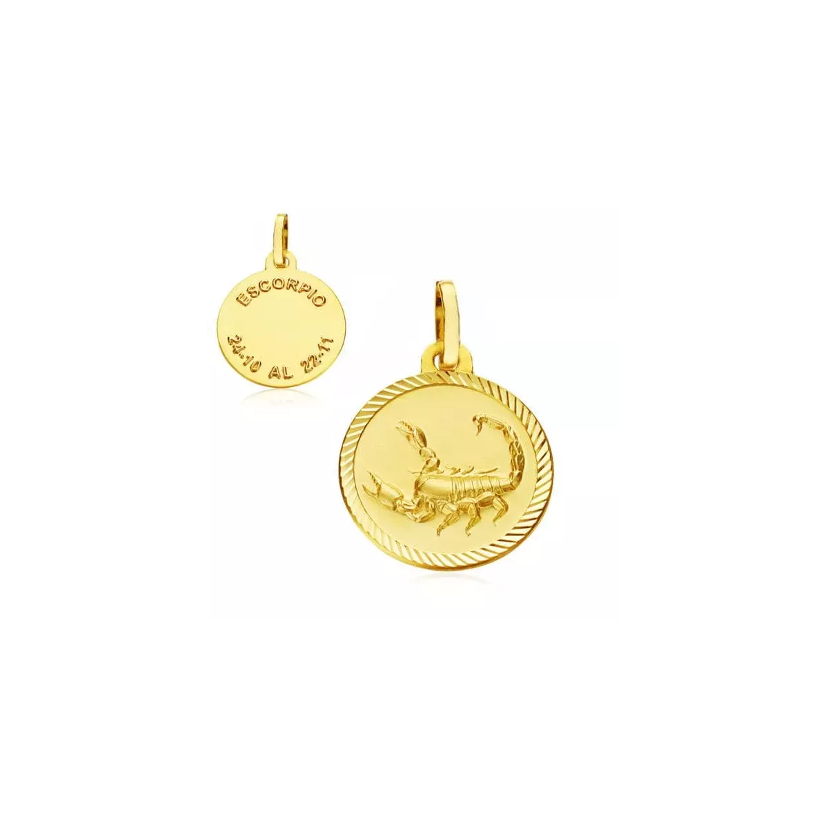 9K HOROSCOPO ORO AMARILLO DISCO 20 MM ESCORPIO 1