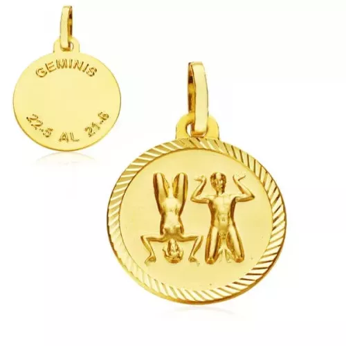 9K HOROSCOPO ORO AMARILLO DISCO 20 MM GEMINIS 1,75gr