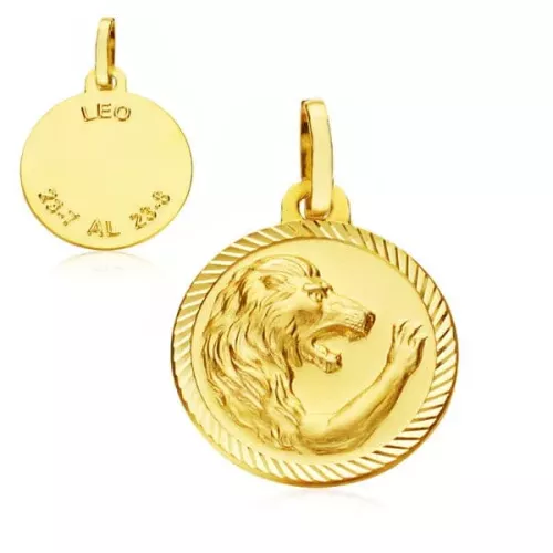 9K HOROSCOPO ORO AMARILLO DISCO 20 MM LEO 1,75gr