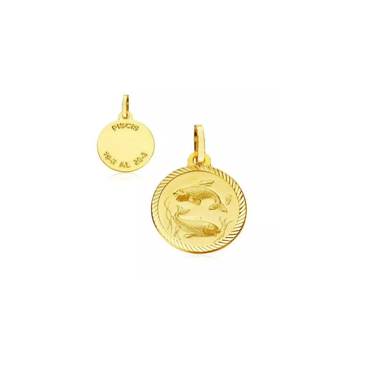 9K HOROSCOPO ORO AMARILLO DISCO 20 MM PISCIS 1
