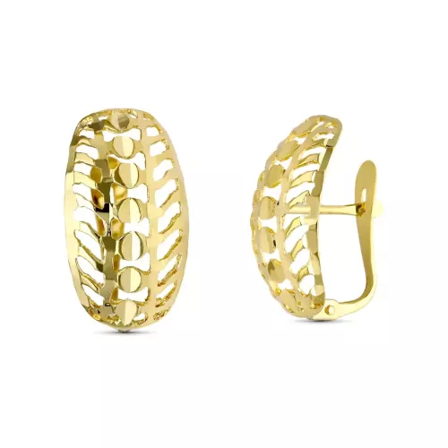 9K PENDIENTES ORO AMARILLO TALLADOS 20X10 MM CIERRE CATALAN 2