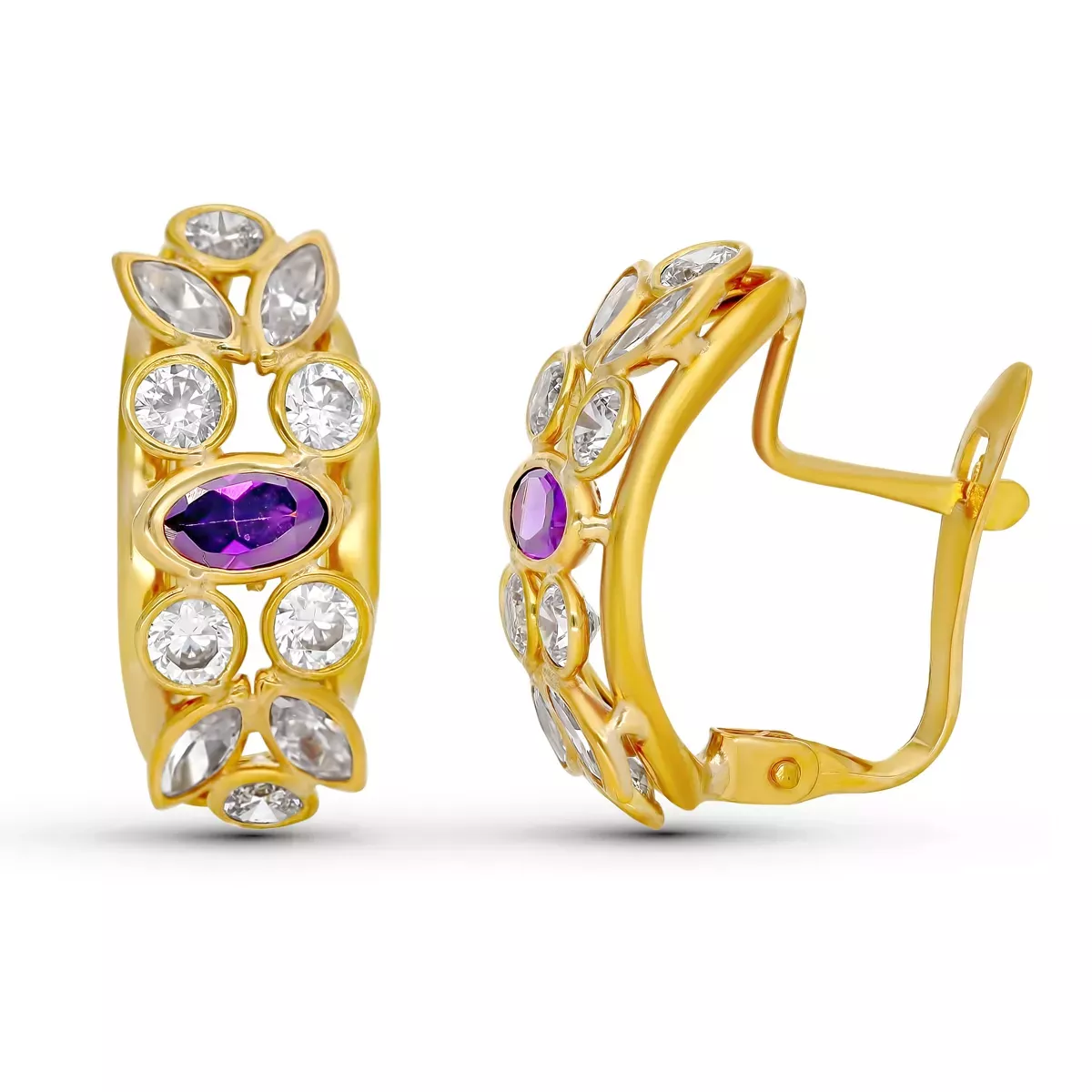 9K PENDIENTES ORO AMARILLO CIRCONITA CIERRE CATALAN 1