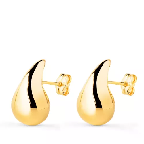 9K PENDIENTES GOTA LISA ORO AMARILLO 16 X 9 MM CIERRE PRESION 1