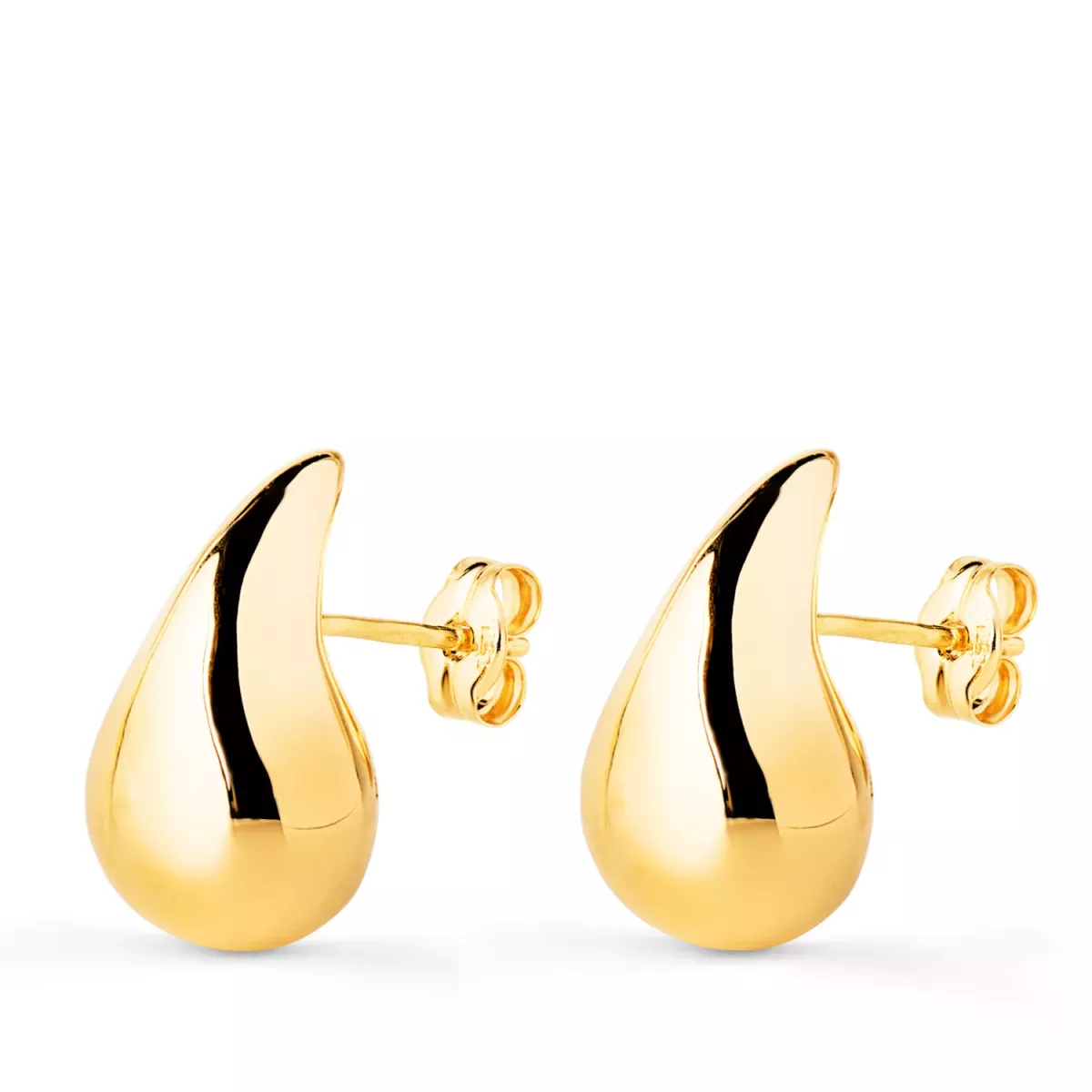 9K PENDIENTES GOTA LISA ORO AMARILLO 16 X 9 MM CIERRE PRESION 1