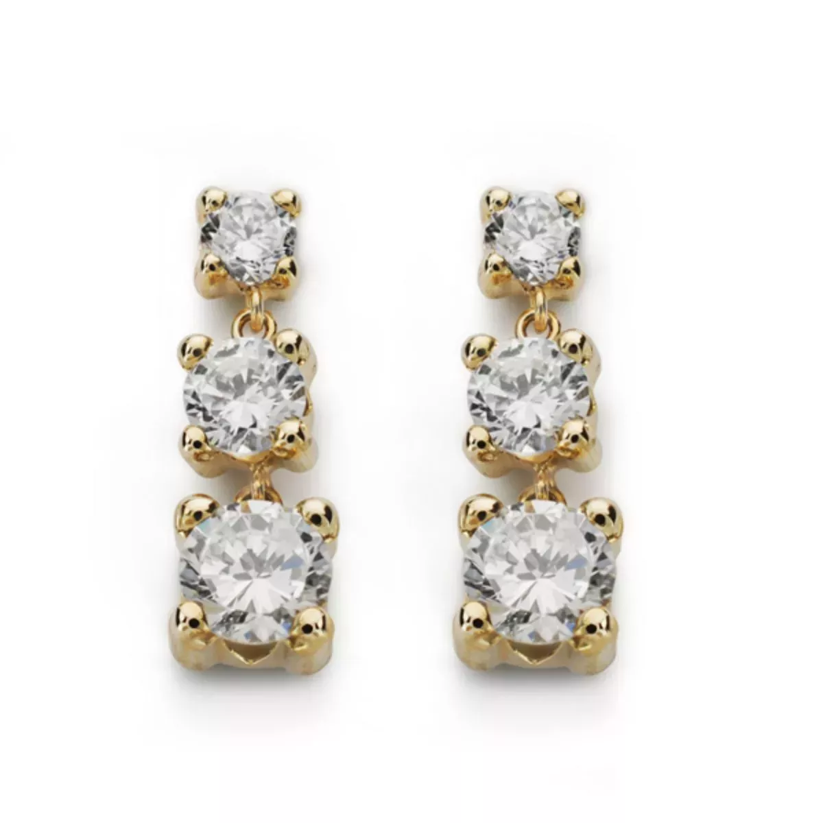 9K PENDIENTES ORO AMARILLO TRES GARRAS DISMINUCION CIERRE PRESION 1