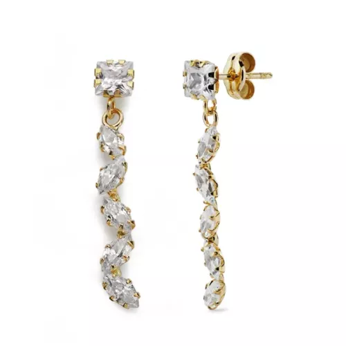 9K PENDIENTES ORO AMARILLO LARGOS 9K CIRCONITA 28X5MM 1