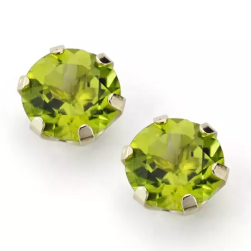 9K PENDIENTES ORO AMARILLO OLIVINA NATURAL GARRA CALADA 8 MM 3.90 QTS CIERRE PRESION 0