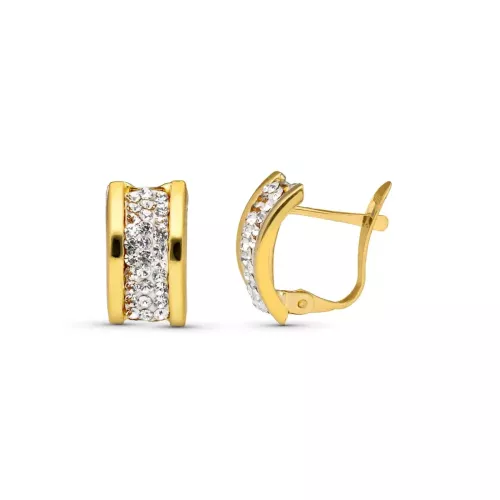 9K PENDIENTES ORO AMARILLO BANDAS CIRCONITA 12X7 MM CATALAN 1