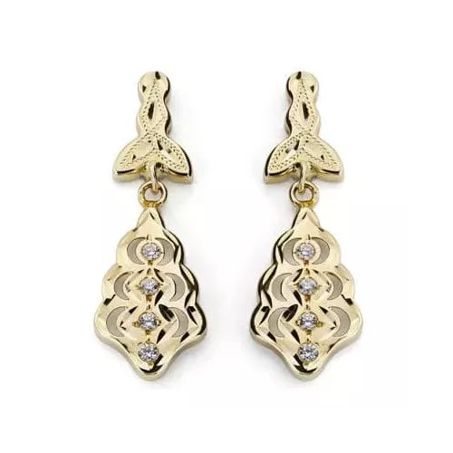 9K PENDIENTES ORO AMARILLO CUBANAS CIRCONITA 27X9 MM CIERRE CATALAN 1