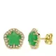 9K PENDIENTES ORO AMARILLO ESTRELLA 9 MM PIEDRA COLOR VERDE CIERRE PRESION 1