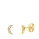 9K PENDIENTES ORO AMARILLO LUNA DIAMANTES 0.05 CTS SI-H 7X3 MM PRESION 0