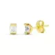 9K PENDIENTES ORO AMARILLO GARRA CURVA PIEDRA 4X3 MM CIERRE PRESION 1