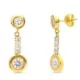 9K PENDIENTES ORO AMARILLO DOBLE CUERPO CON CIRCONITA 22X8 MM CIERRE PRESION 1