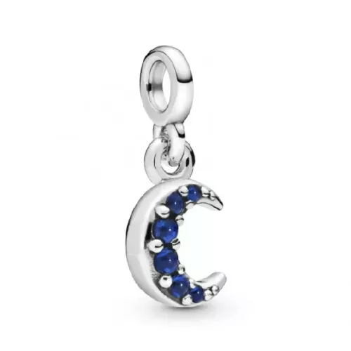 Crescent moon sterling silver dangle cha - 798375NBT