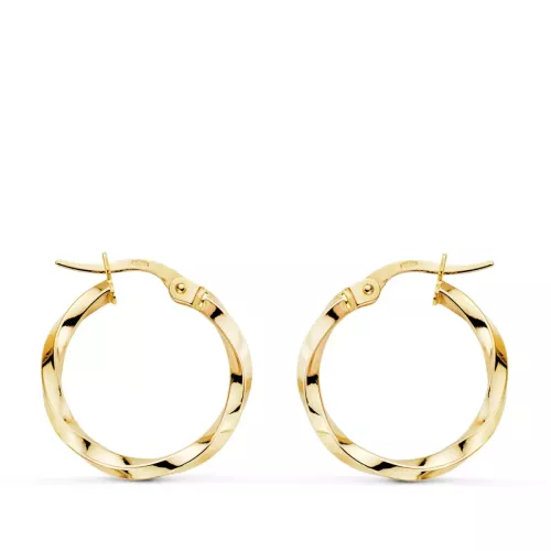 9K PENDIENTES AROS ORO AMARILLO RELIADOS HUECOS. MEDIDA: 20 X 2MM. CIERRE HIPPIE 1