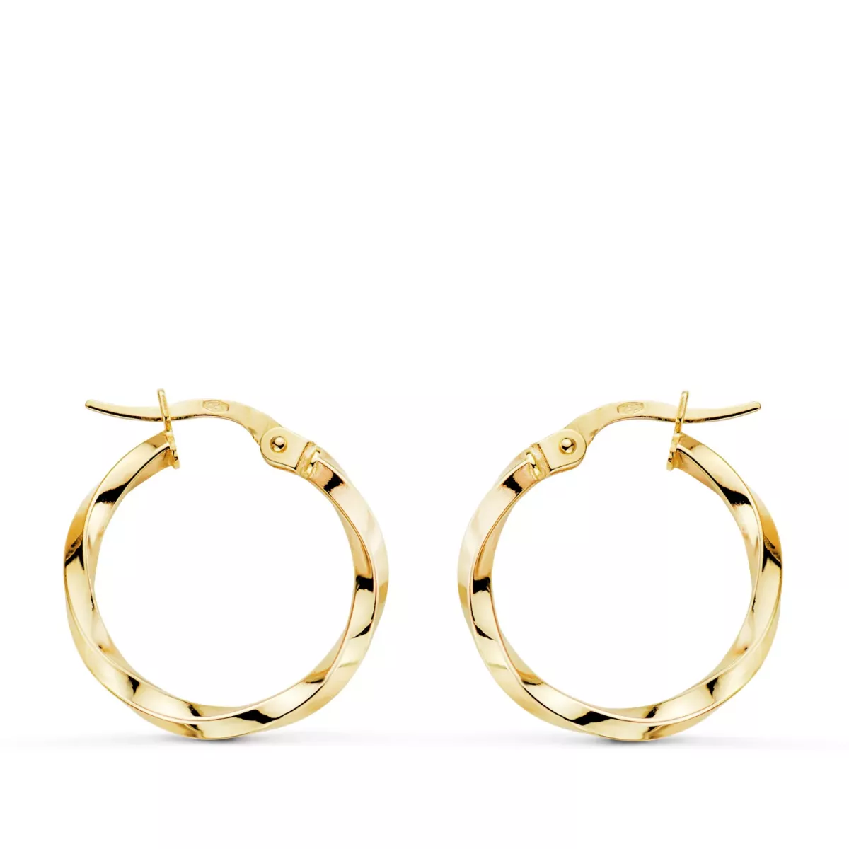 9K PENDIENTES AROS ORO AMARILLO RELIADOS HUECOS. MEDIDA: 20 X 2MM. CIERRE HIPPIE 1