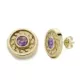 9K PENDIENTES ORO AMARILLO REDONDOS CALADOS CON CIRCONITA COLOR AMATISTA. MEDIDA: 12 MM. CIERRE PRESION 0