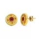 9K PENDIENTES ORO AMARILLO 11MM PIEDRA ROJA CIERRE PRESION 0