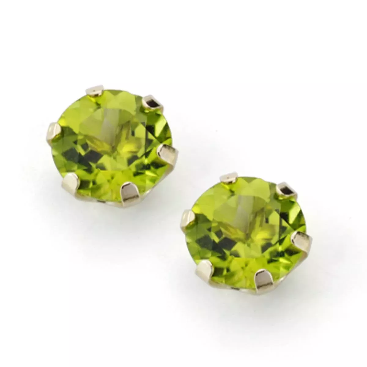 9K PENDIENTES ORO AMARILLO GARRAS CON OLIVINA NATURAL 7 MM TOTAL 2