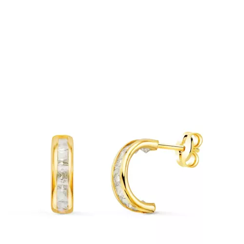 9K PENDIENTES ORO AMARILLO Y CIRCONITA CIERRE PRESION 0