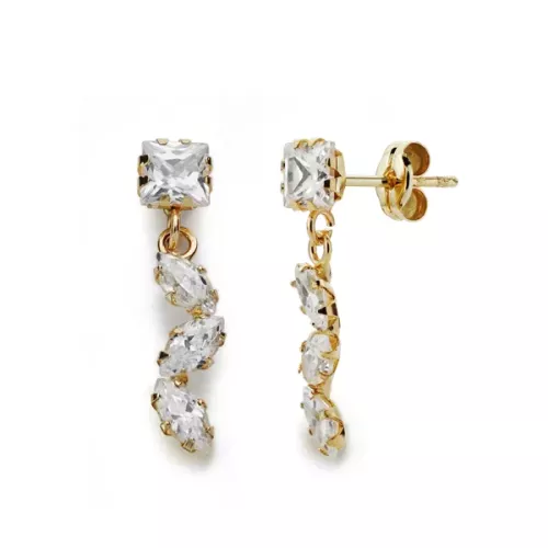 9K PENDIENTES ORO AMARILLO CIRCONITA 19X4 MM CIERRE PRESION 0