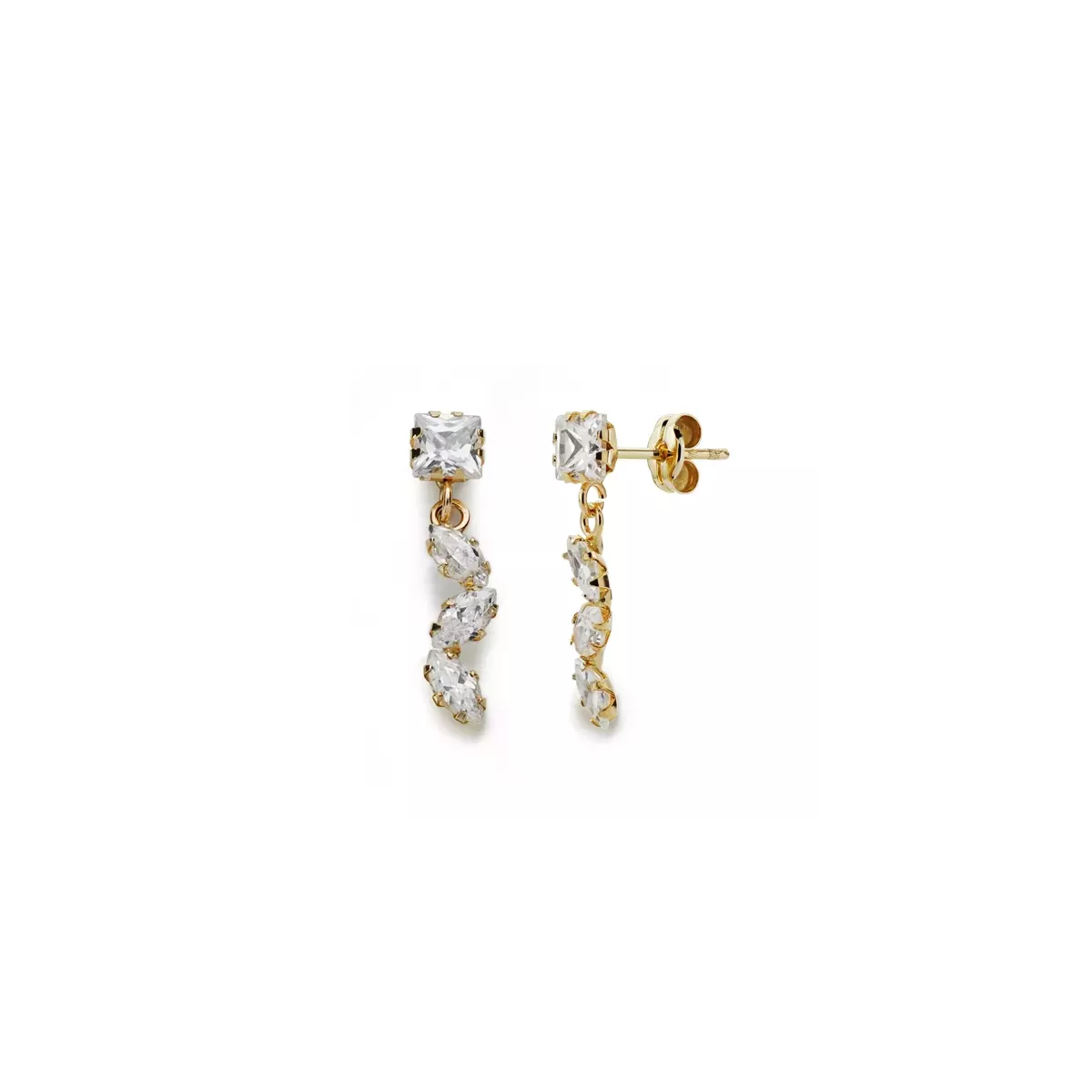 9K PENDIENTES ORO AMARILLO CIRCONITA 19X4 MM CIERRE PRESION 0