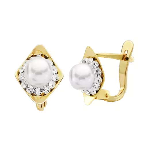 9K PENDIENTES ORO AMARILLO PERLA 10X8 MM CIERRE CATALAN 0