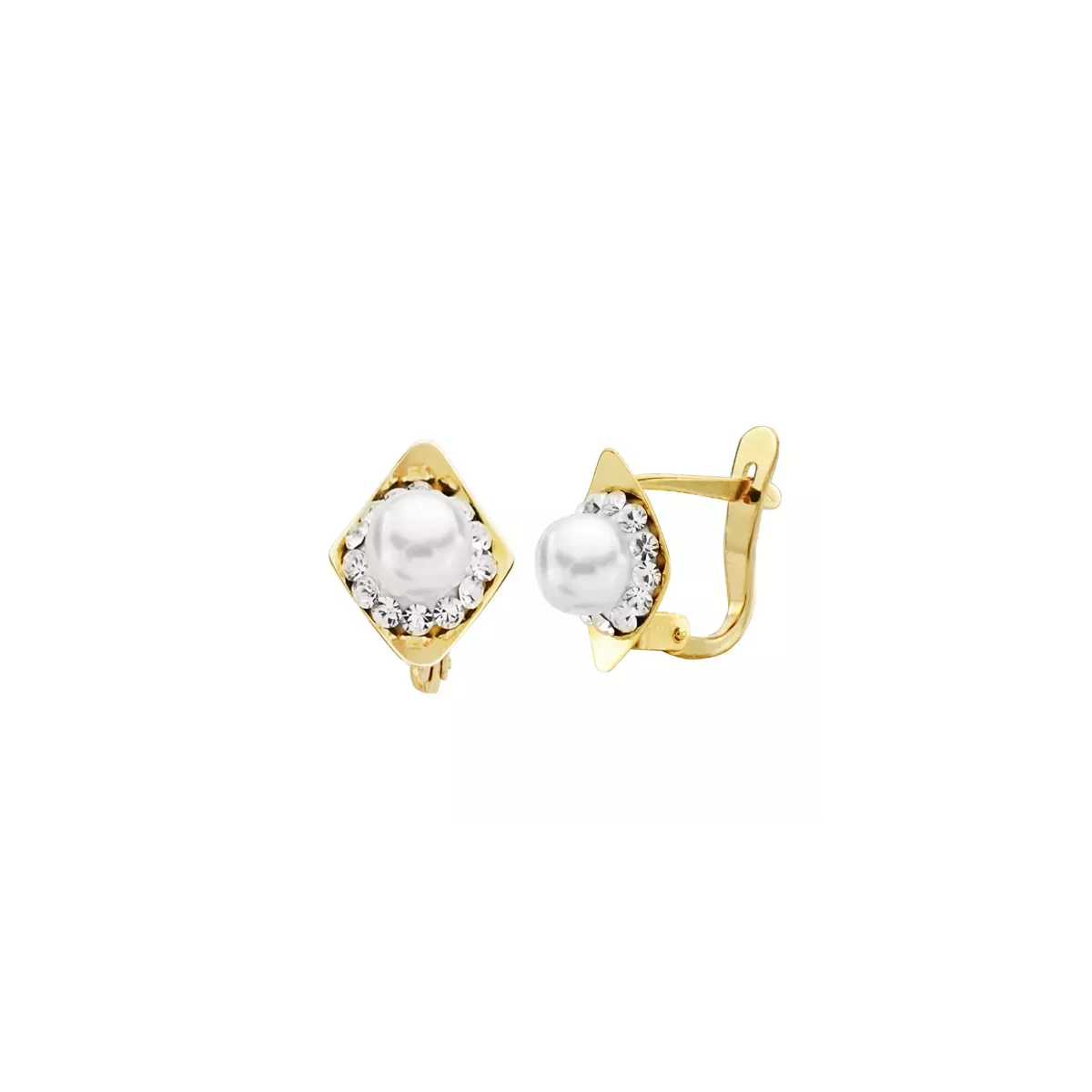 9K PENDIENTES ORO AMARILLO PERLA 10X8 MM CIERRE CATALAN 0