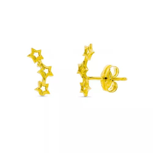 9K PENDIENTES ORO AMARILLO TREPADORES ESTRELLA 10X4 MM CIERRE PRESION 0