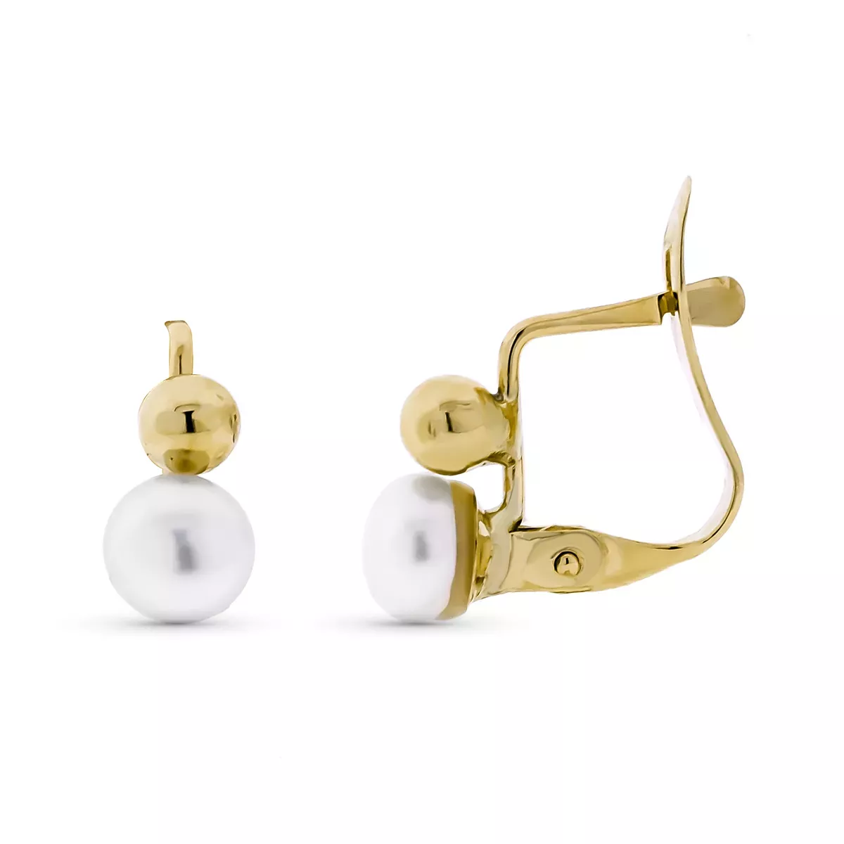 9K PENDIENTES ORO AMARILLO DE BOLA 3 MM PERLA CULTIVADA 5 MM CATALAN 0